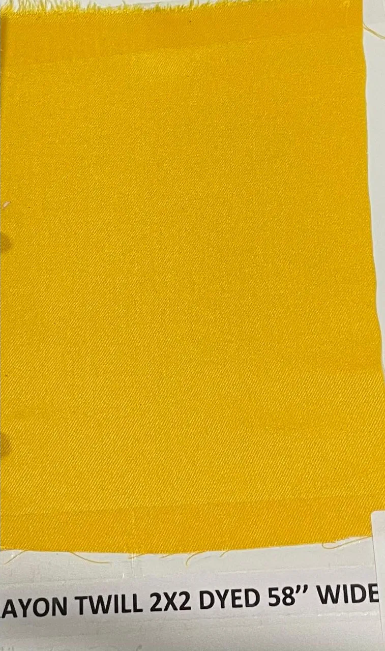 100% premium RAYON TWILL BRIGHT YELLOW fabric 58" wide [15506]