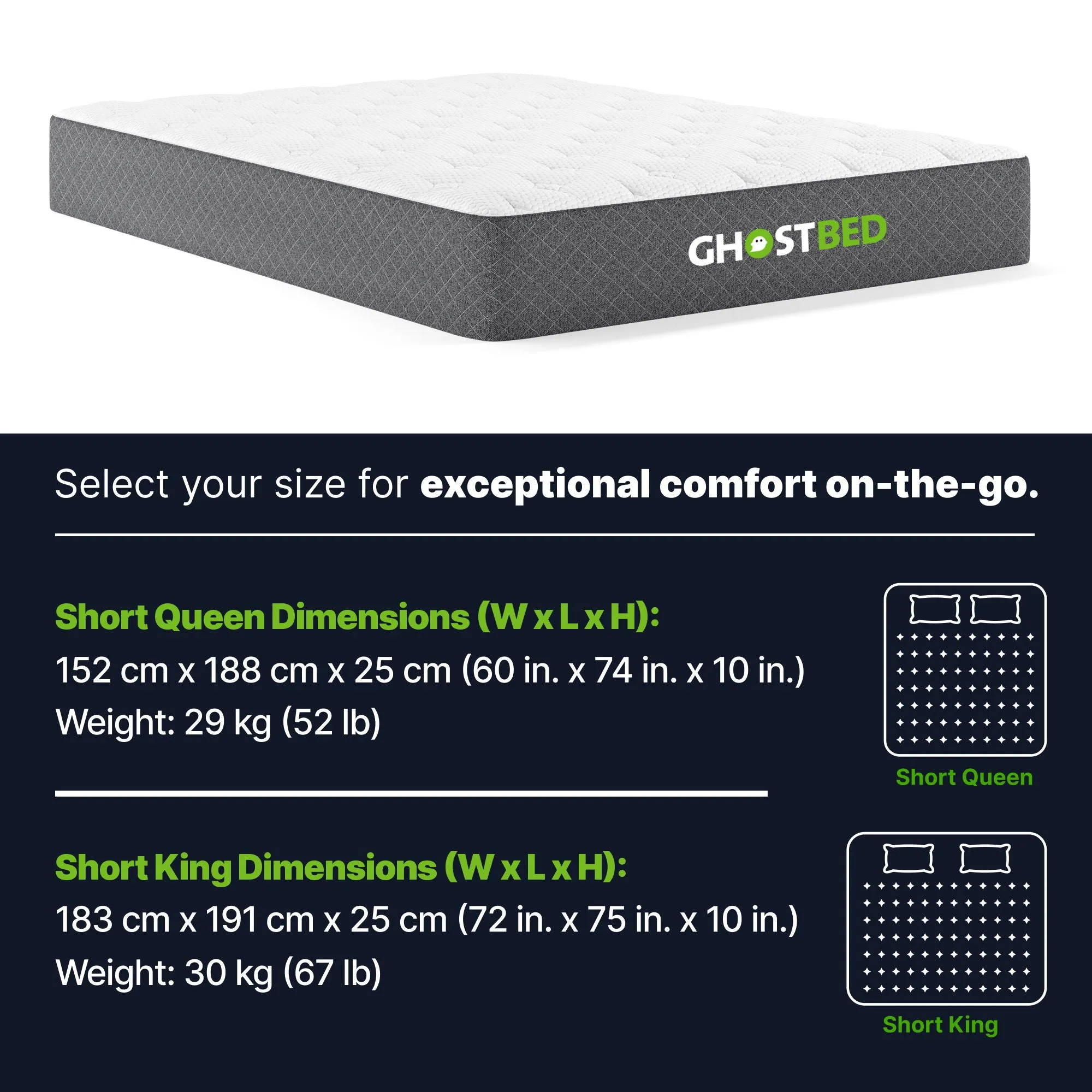 10" Profile Short All Foam RV Mattress by Couch.com