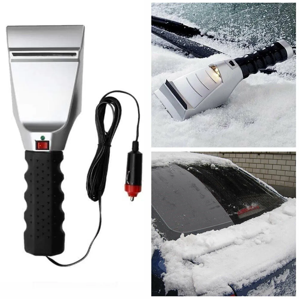 12V Heated Ice Scraper 14' Cord Electric Snow Ice Chip Windshield Window Scraper