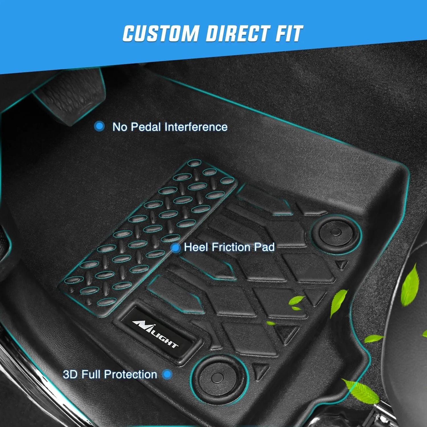 2021-2025 Jeep Wrangler 4XE Hybrid 4 Doors TPE Floor Mats