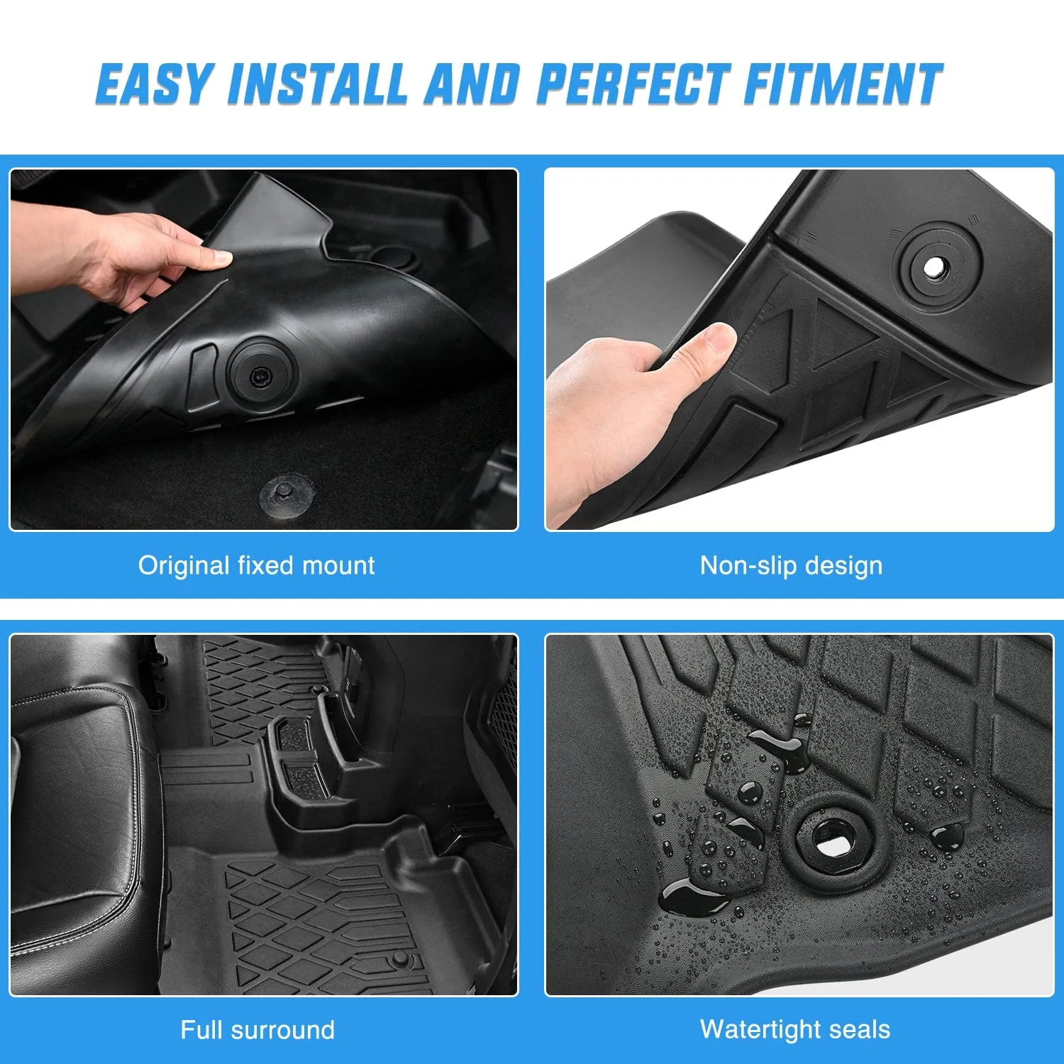 2021-2025 Jeep Wrangler 4XE Hybrid 4 Doors TPE Floor Mats