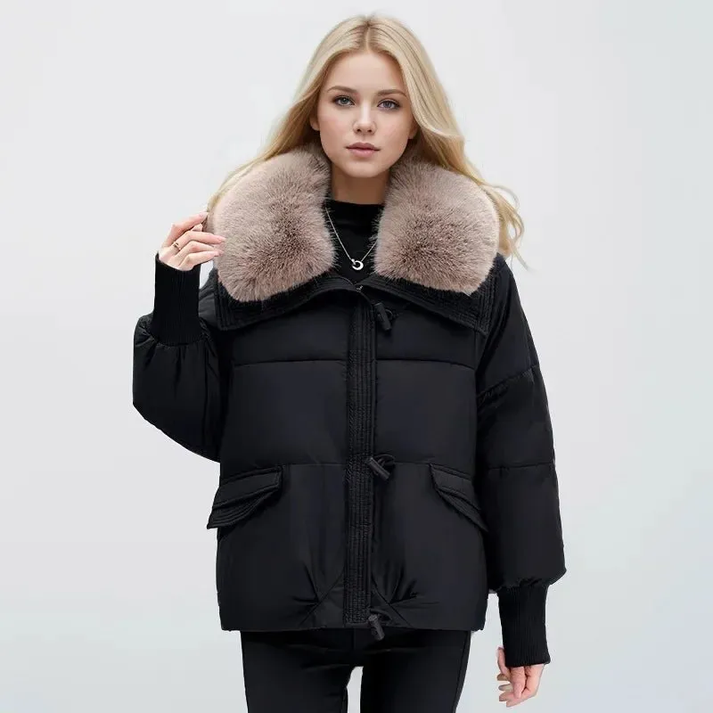 2024 neue lose Damen kurze Jacke Winter Frau Parka Taschen Mantel koreanische Mode weibliche ultraleichte dicke warme Mantel