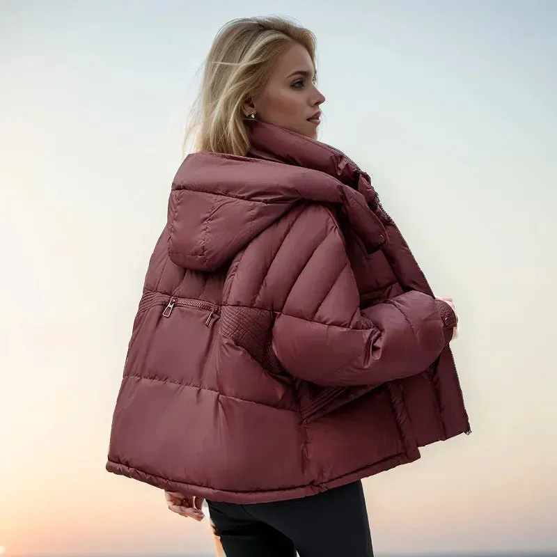 2024 neue lose Damen kurze Jacke Winter Frau Parka Taschen Mantel koreanische Mode weibliche ultraleichte dicke warme Mantel