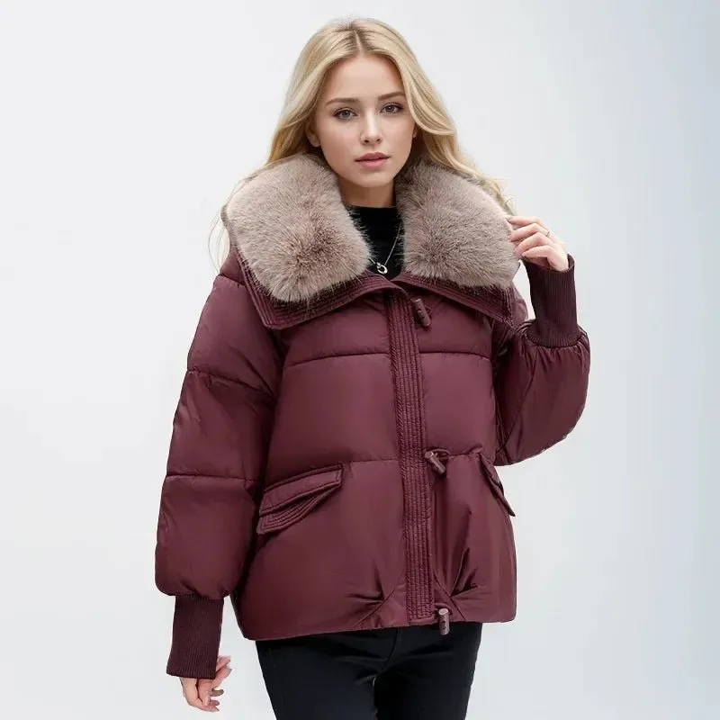 2024 neue lose Damen kurze Jacke Winter Frau Parka Taschen Mantel koreanische Mode weibliche ultraleichte dicke warme Mantel