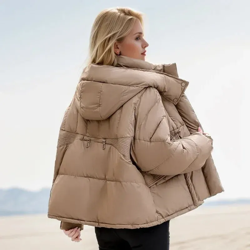 2024 neue lose Damen kurze Jacke Winter Frau Parka Taschen Mantel koreanische Mode weibliche ultraleichte dicke warme Mantel