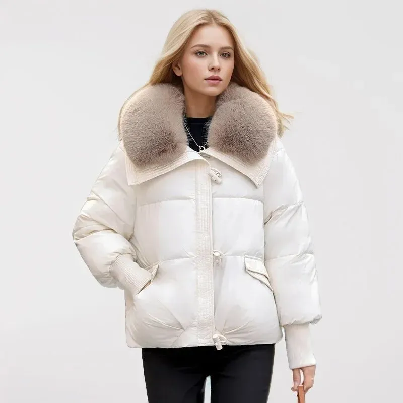 2024 neue lose Damen kurze Jacke Winter Frau Parka Taschen Mantel koreanische Mode weibliche ultraleichte dicke warme Mantel