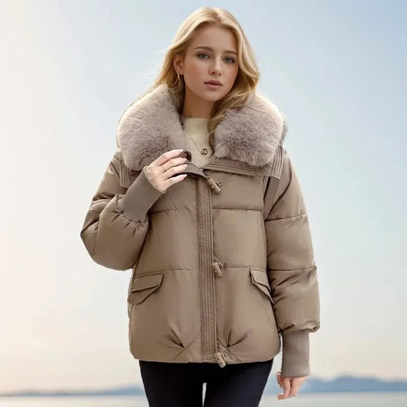 2024 neue lose Damen kurze Jacke Winter Frau Parka Taschen Mantel koreanische Mode weibliche ultraleichte dicke warme Mantel