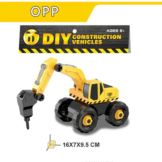 6 Styles Engineering Cars mini Diecast Plastic car Construction Vehicle Excavator Model toys for children with toy boys gift