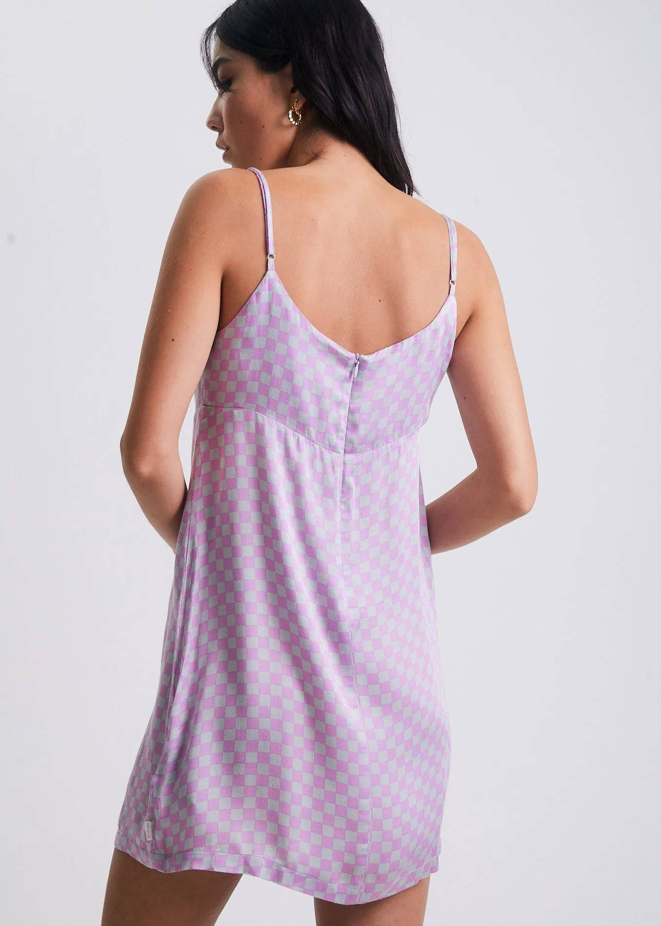 AFENDS Womens Carlo  -  Check Babydoll Mini Dress - Candy Check
