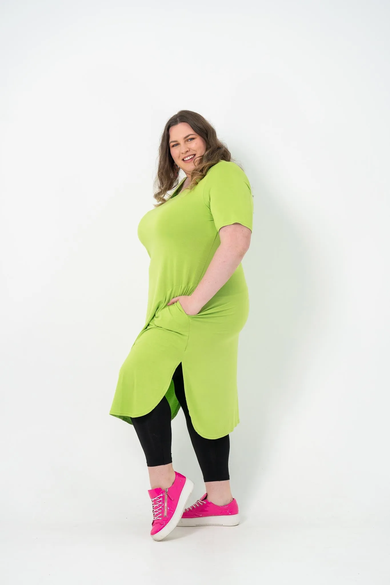 'ALANA' T-Shirt Dress - Lime