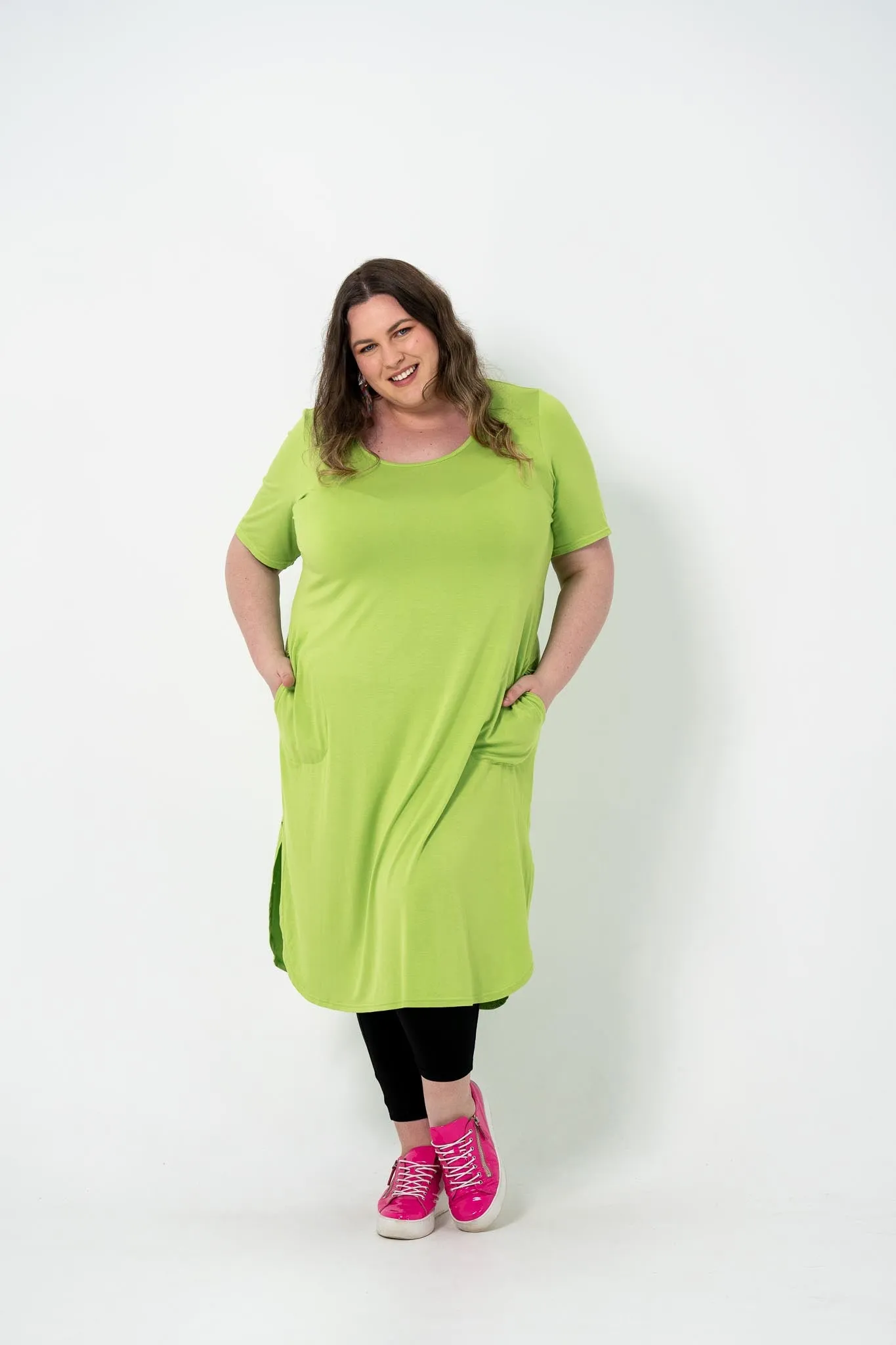 'ALANA' T-Shirt Dress - Lime