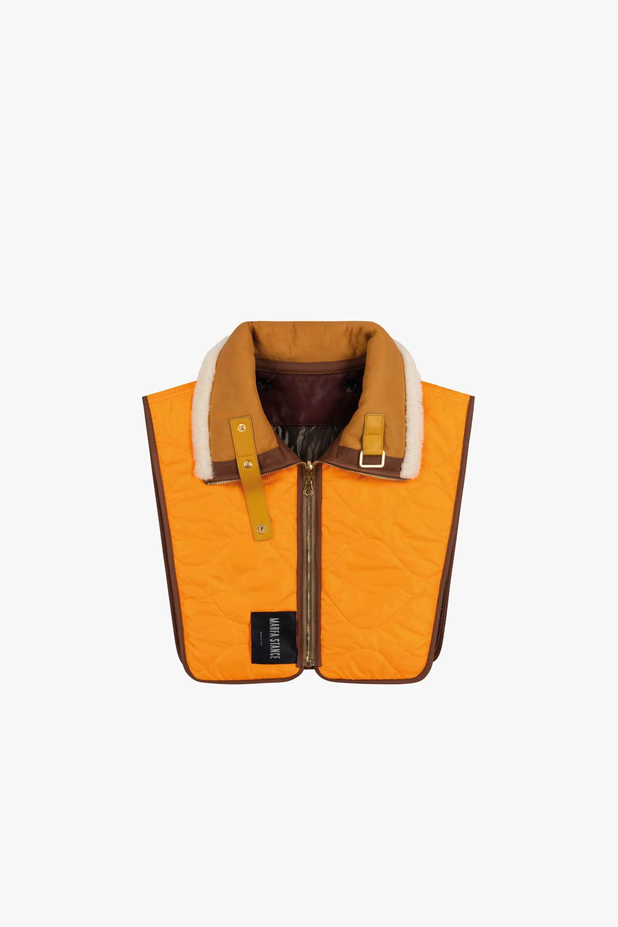 Aviator Zip Collar - Natural / Antique Gold & Peat