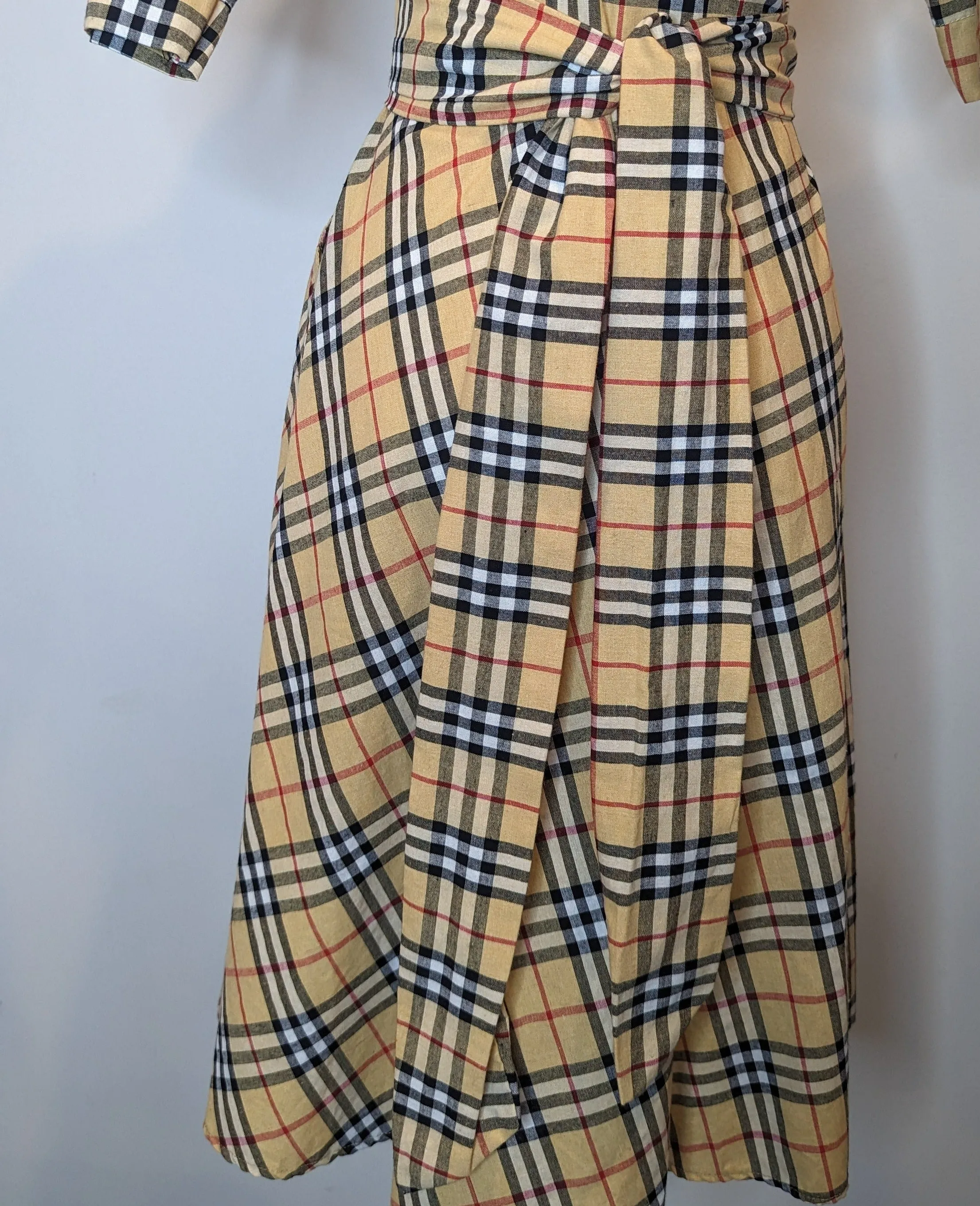 Burberry Look Check Tie Waist Shirt Dress