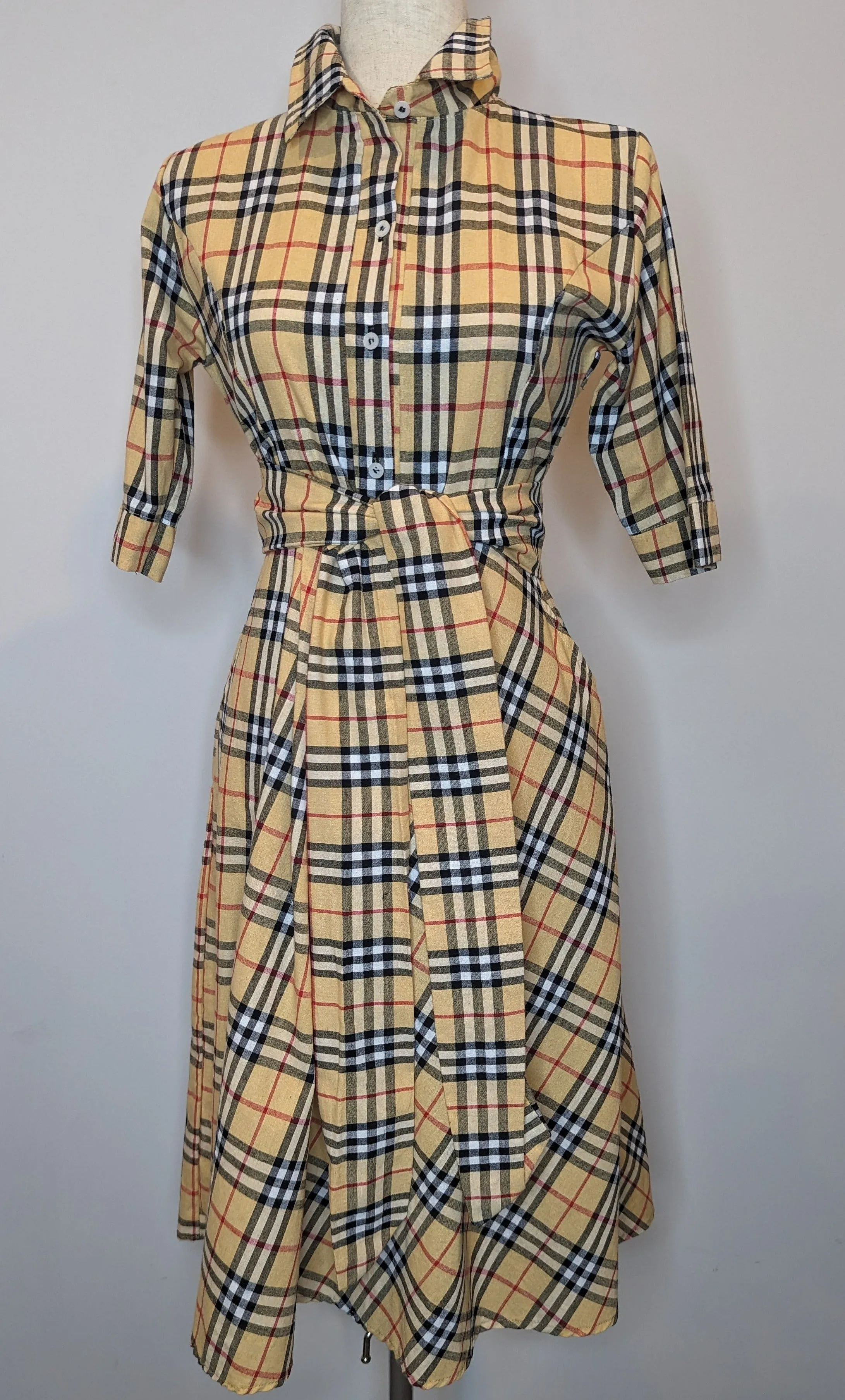 Burberry Look Check Tie Waist Shirt Dress