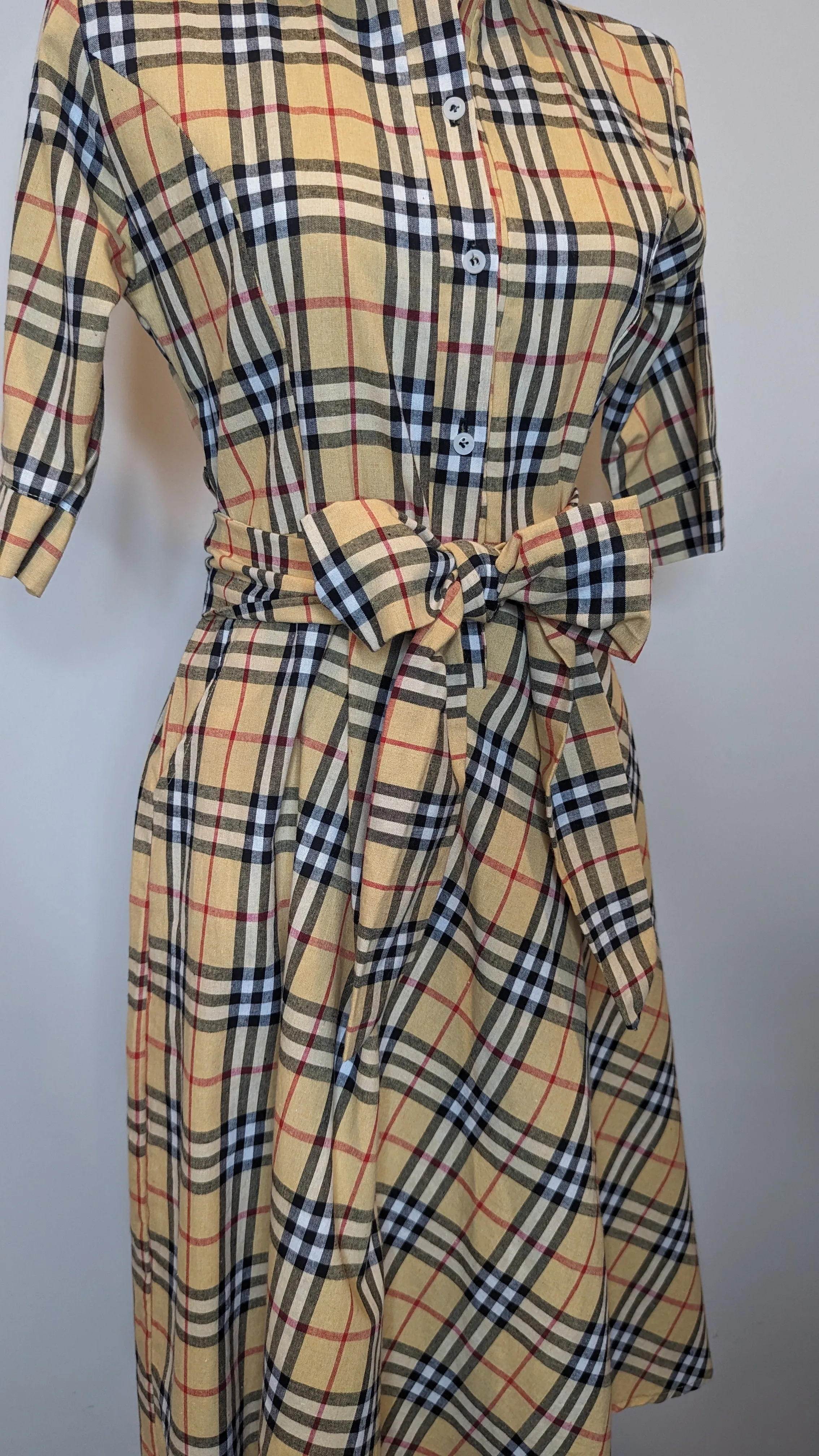 Burberry Look Check Tie Waist Shirt Dress