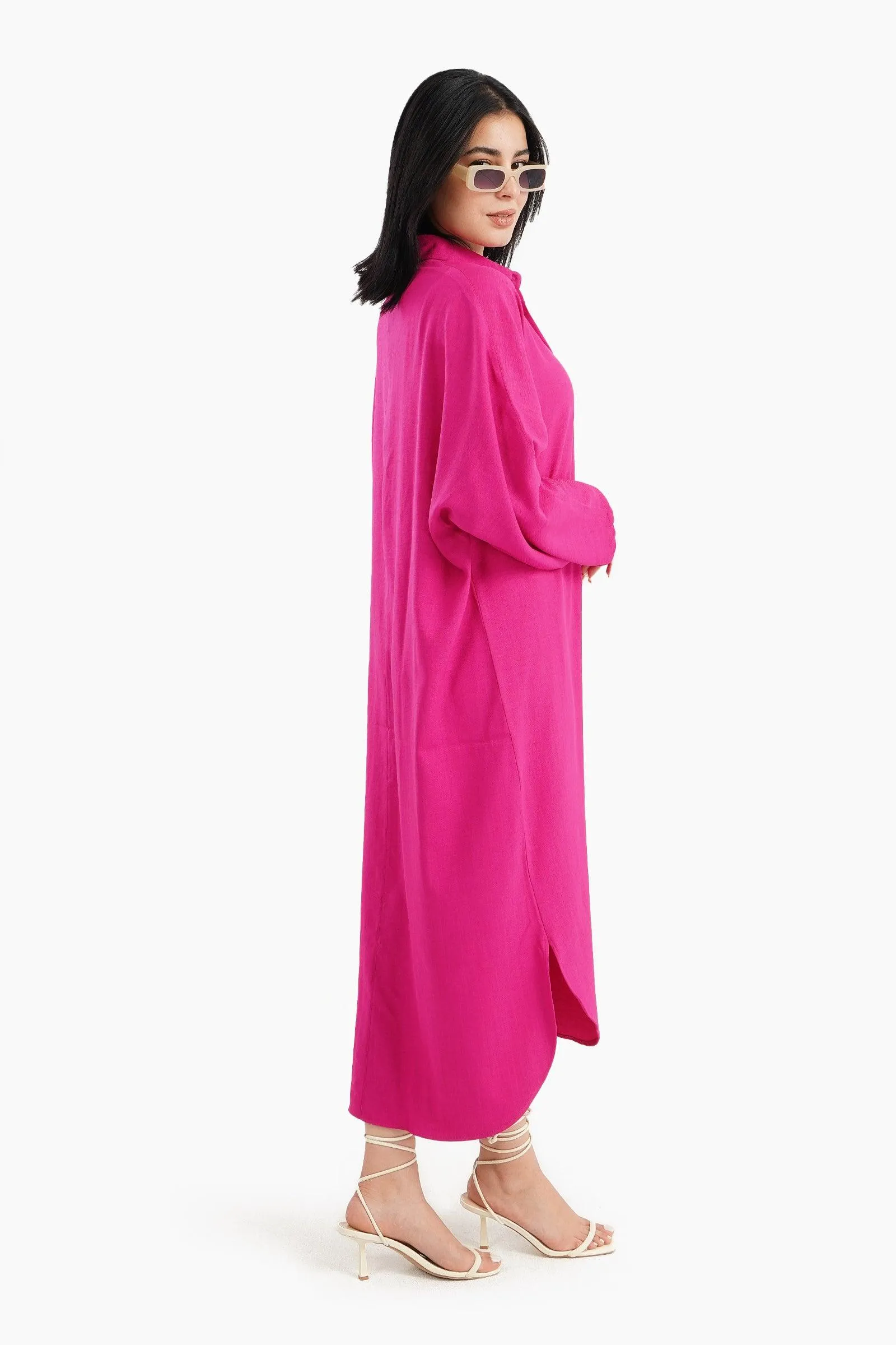 Collared Neck Shirt Dress