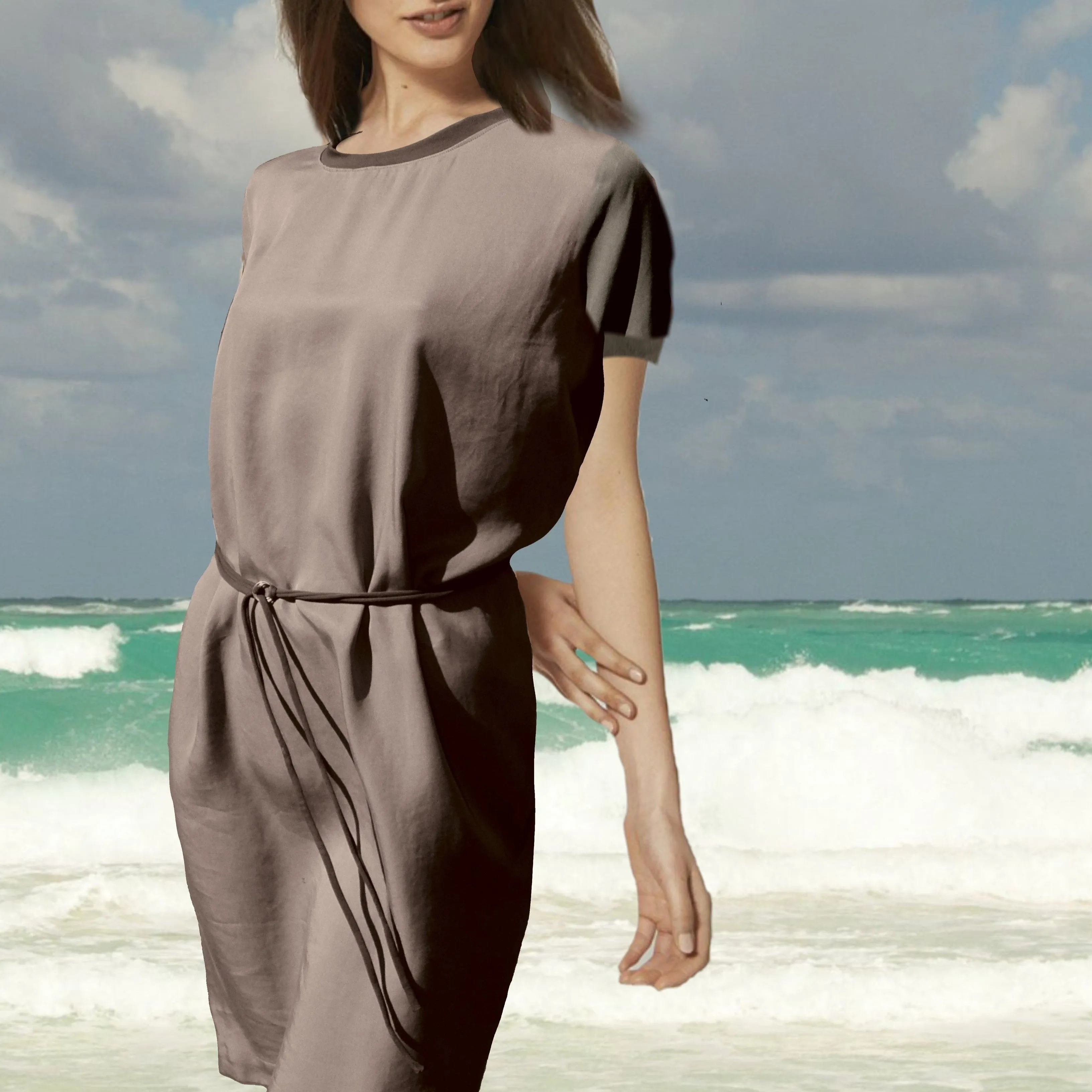 Cupro tuniek-jurkje / Cupro tunic-dress
