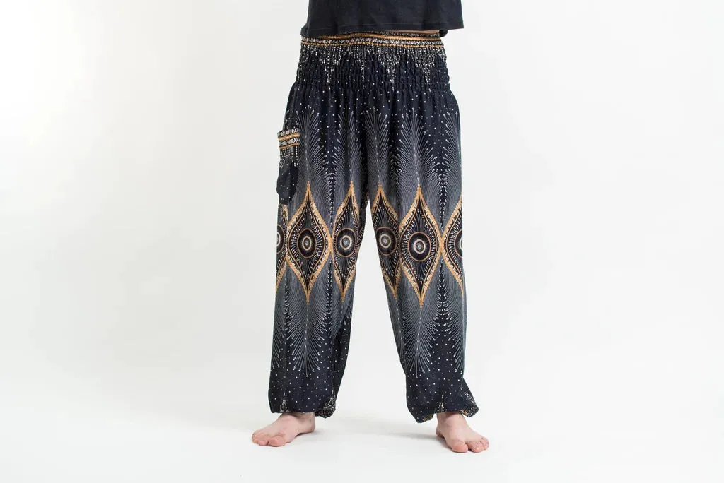 Diamond Black Peacock Unisex Harem Pants, Thailand