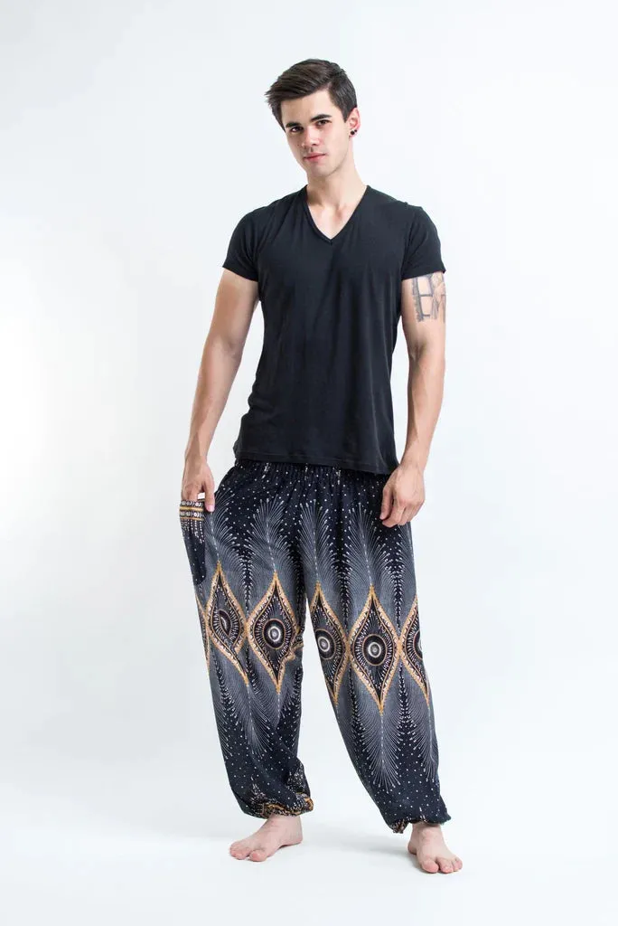 Diamond Black Peacock Unisex Harem Pants, Thailand