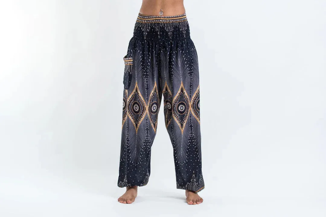 Diamond Black Peacock Unisex Harem Pants, Thailand