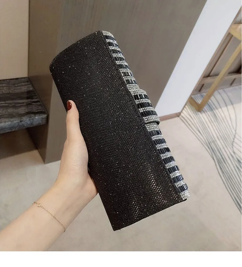 Exquisite Rhinestone Clutch with Shoulder Chain