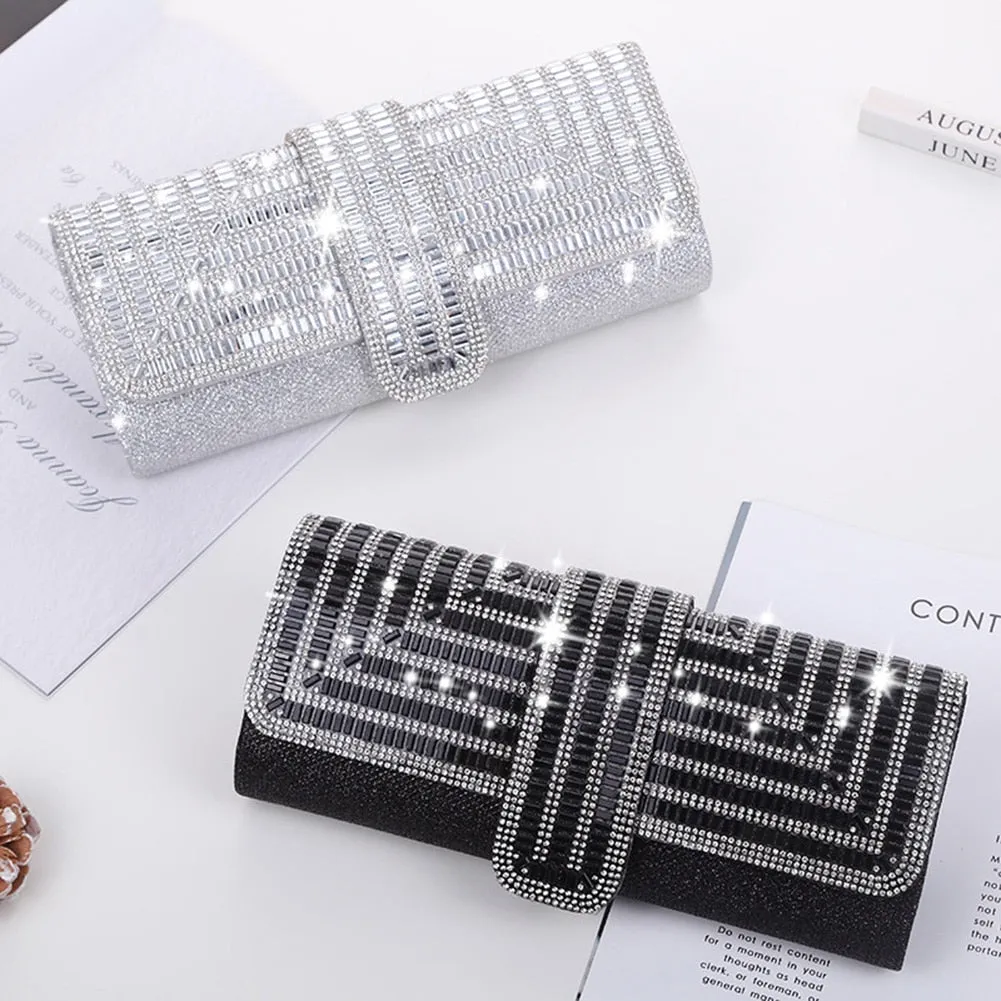 Exquisite Rhinestone Clutch with Shoulder Chain