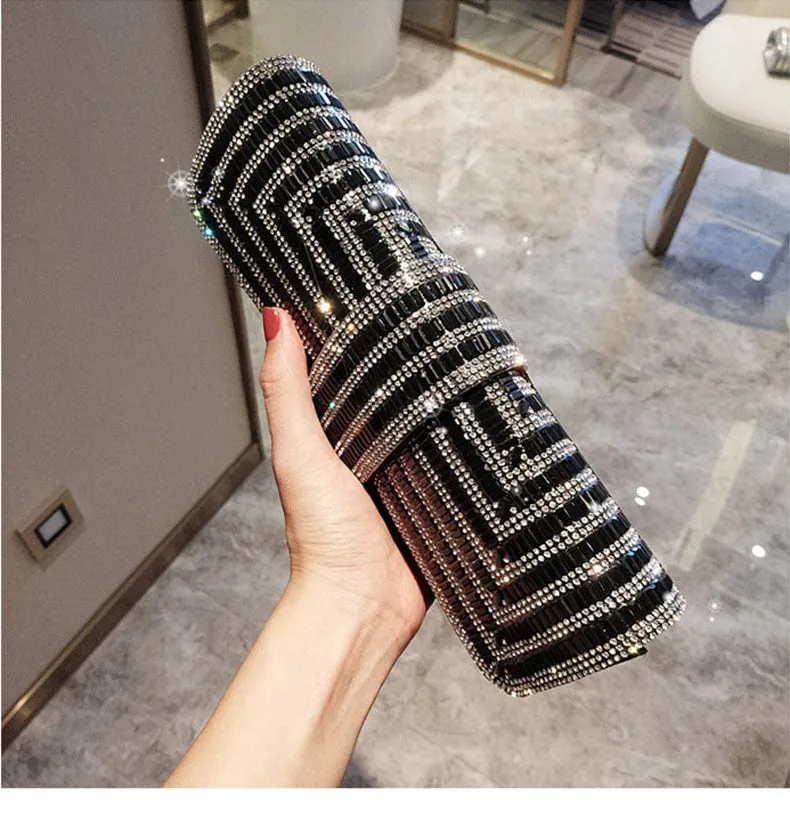 Exquisite Rhinestone Clutch with Shoulder Chain