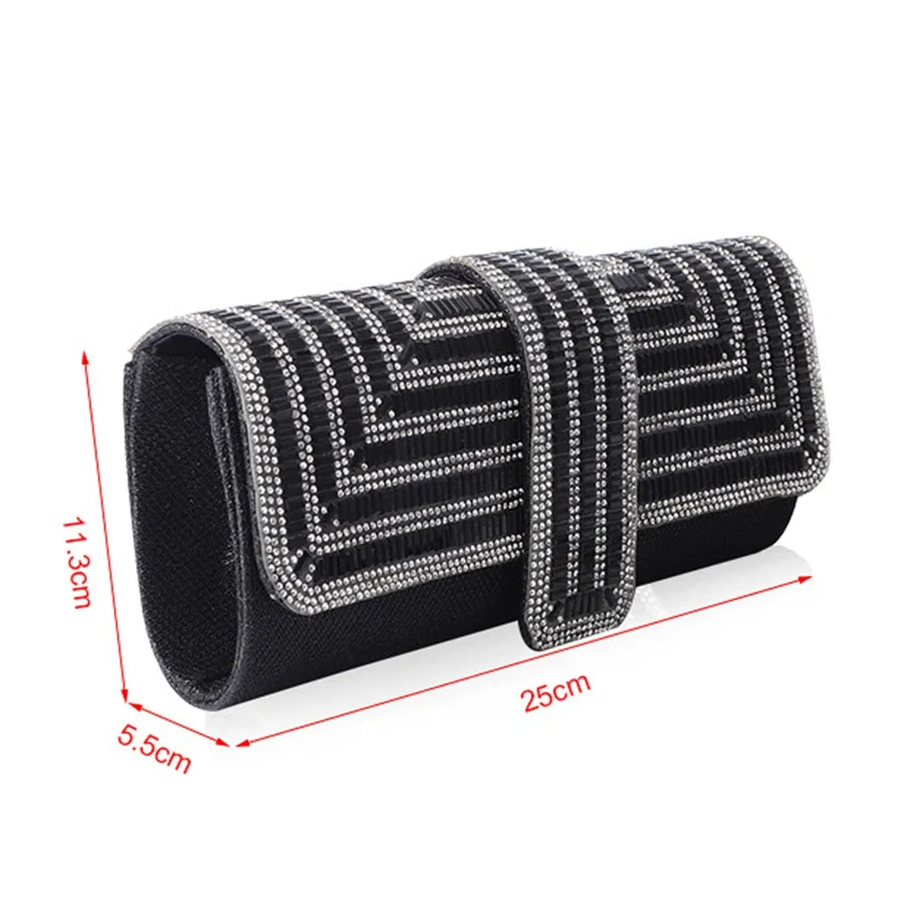 Exquisite Rhinestone Clutch with Shoulder Chain