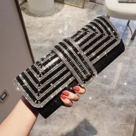 Exquisite Rhinestone Clutch with Shoulder Chain