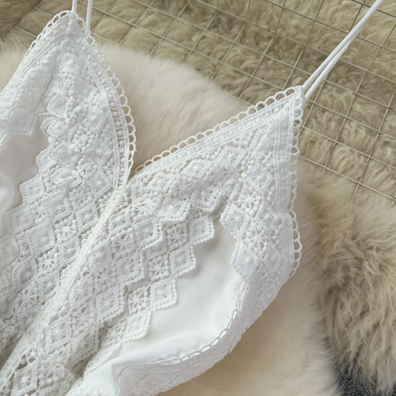 Fairy White Lace Patchwork Slip Dress