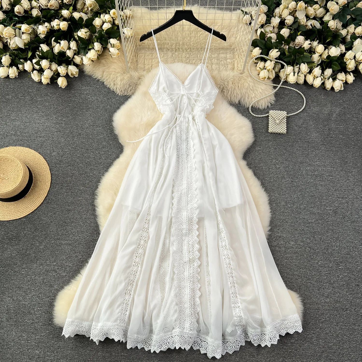 Fairy White Lace Patchwork Slip Dress