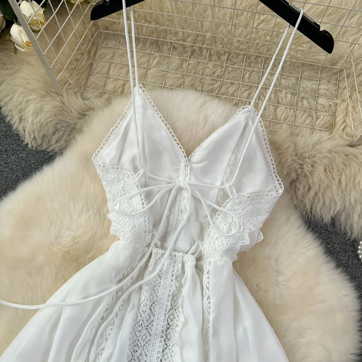 Fairy White Lace Patchwork Slip Dress