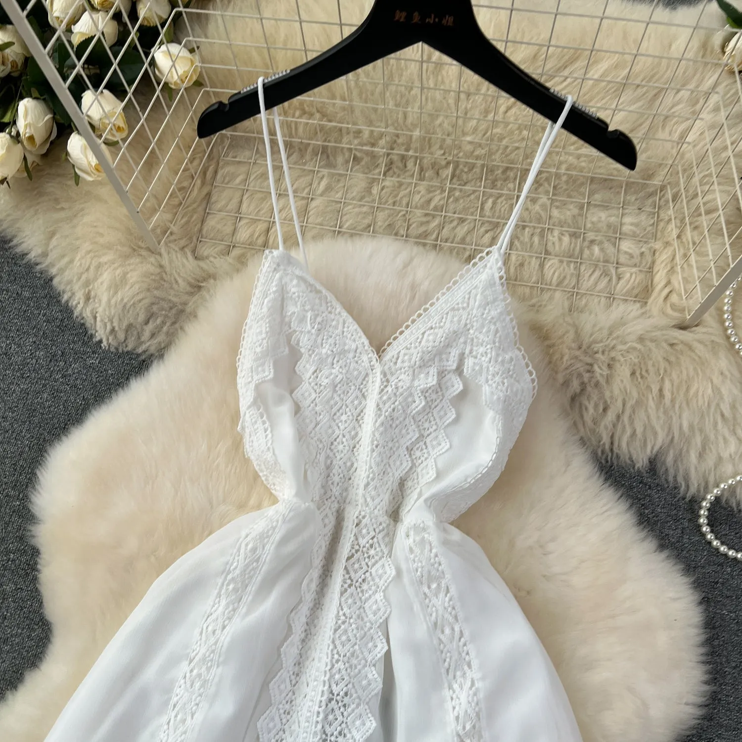 Fairy White Lace Patchwork Slip Dress