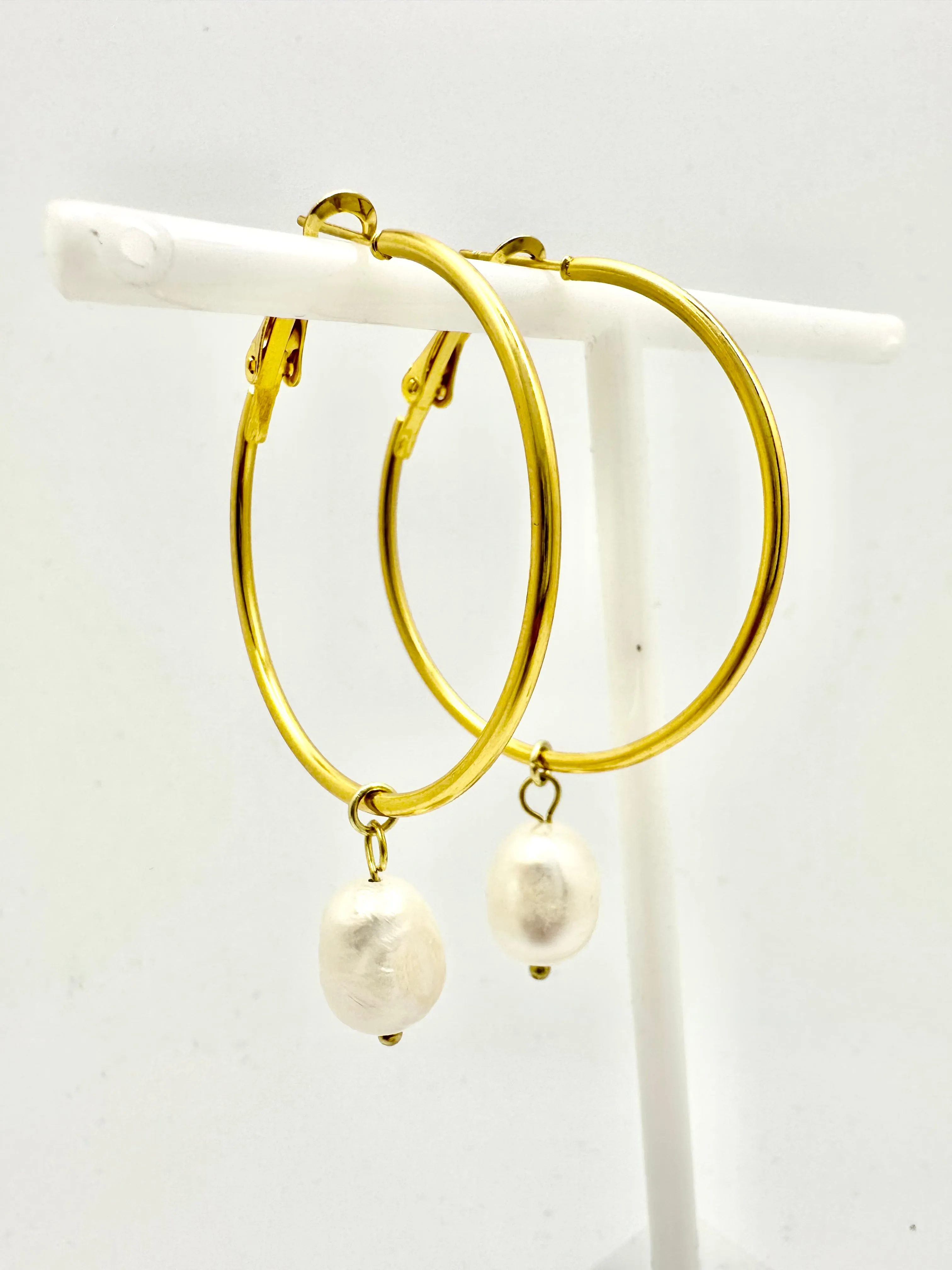 Freshwater Pearl Drop Hoop