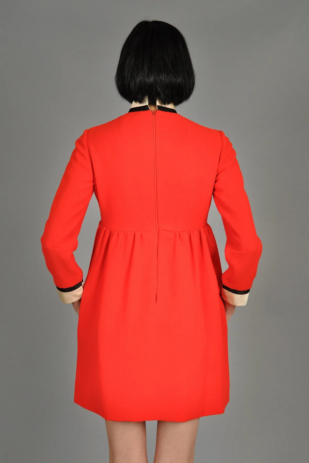 Geoffrey Beene Red, Black   White Tuxedo Babydoll Dress