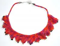 Hand Knit Jewelry Kits - Fantasy Fan Necklace - Yellow, Violet, and Silver