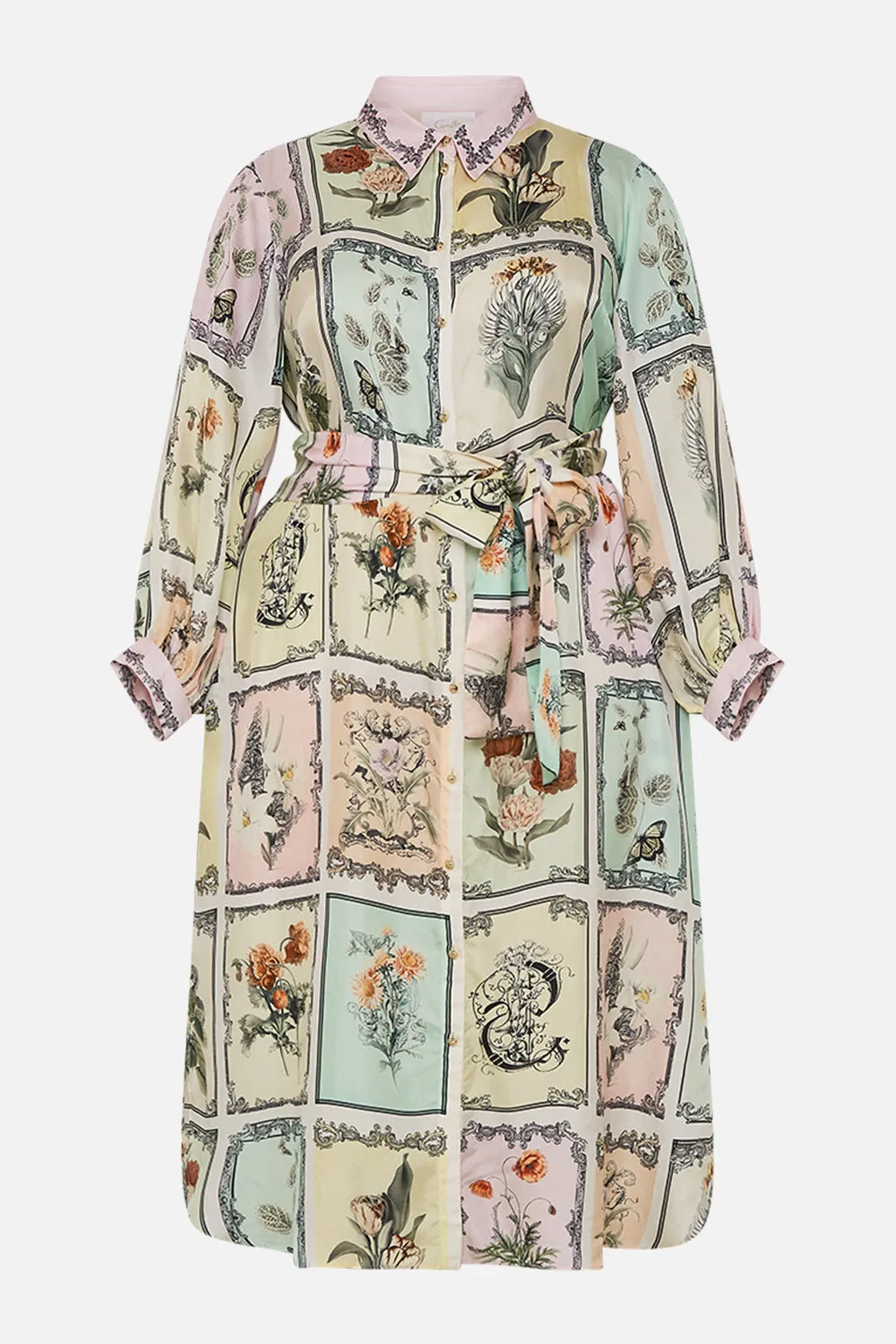 HIGH LOW MIDI SHIRT DRESS LONG LIVE LETTERPRESS