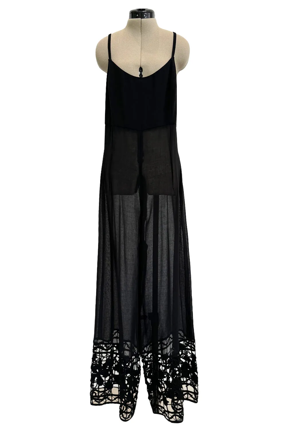 Intricate Cut Outs Fall 1993 Chloe by Karl Lagerfeld Runway Wide Legged Jumpsuit w Dress Overlay
