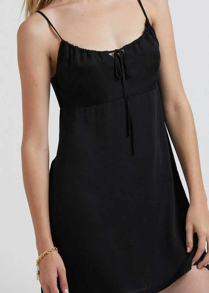 Leni Recycled Babydoll Mini Dress in Black