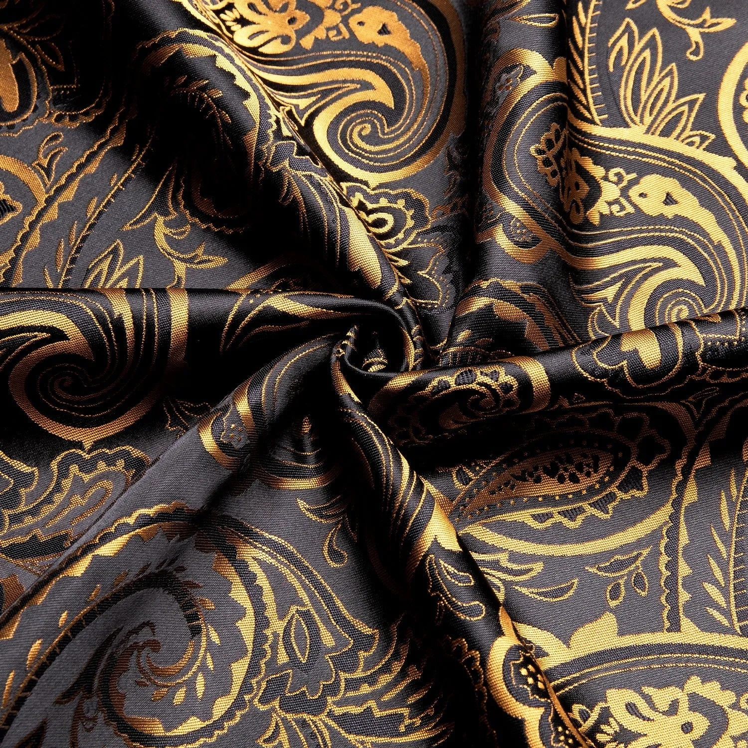 Luxury Gold and Black Silk Dress Shirt