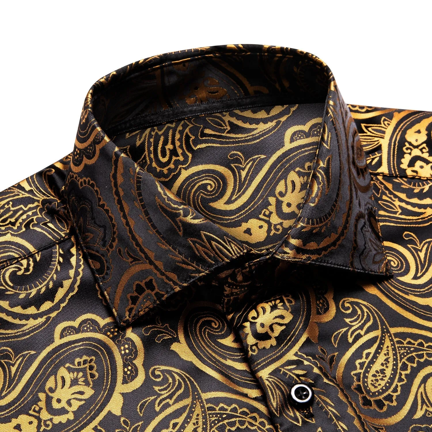 Luxury Gold and Black Silk Dress Shirt