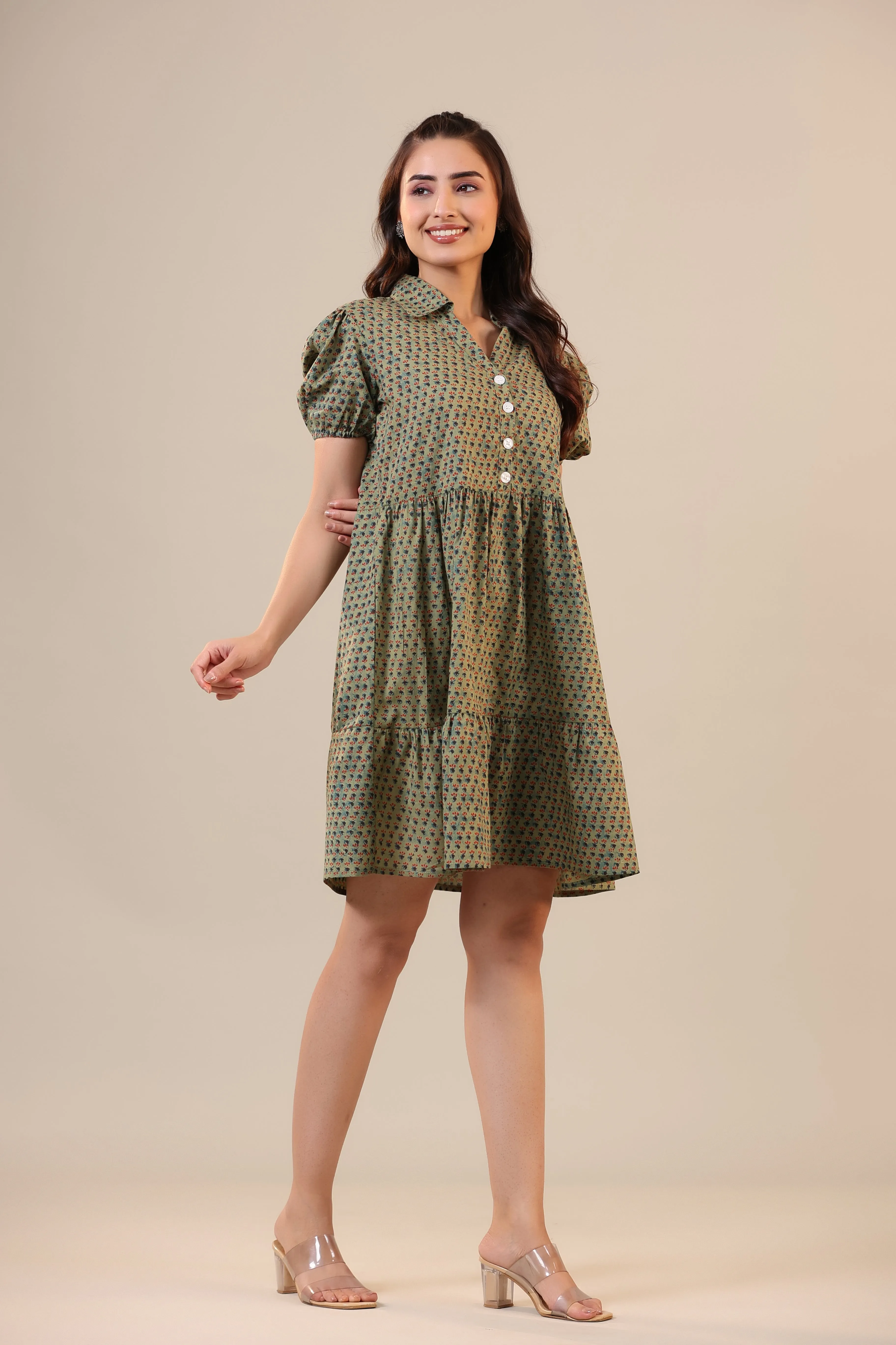 Midnight Motif on Green T-shirt dress