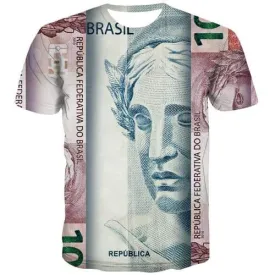 Money T shirts Men Harajuku T shirts Funny Brazil T-shirts 3d Vintage Tshirt Printed Colorful Tshirts Cool Short Sleeve
