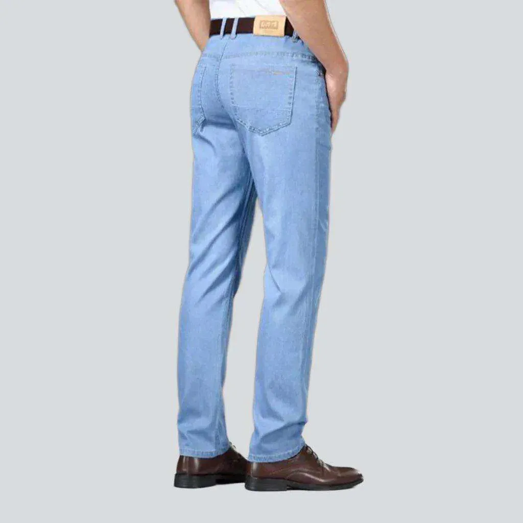 Monochrome blue elastic men's jeans