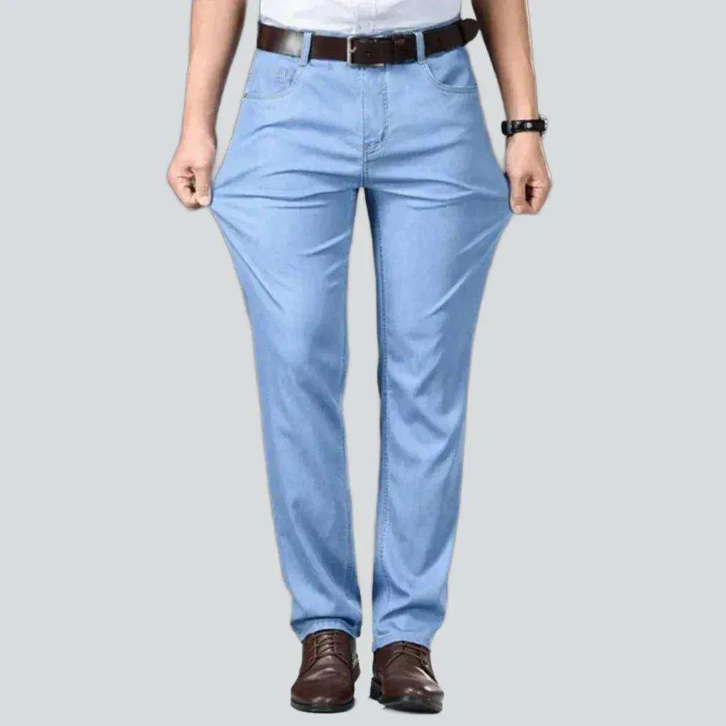 Monochrome blue elastic men's jeans