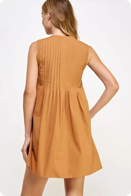 Pintuck tie detail mini dress