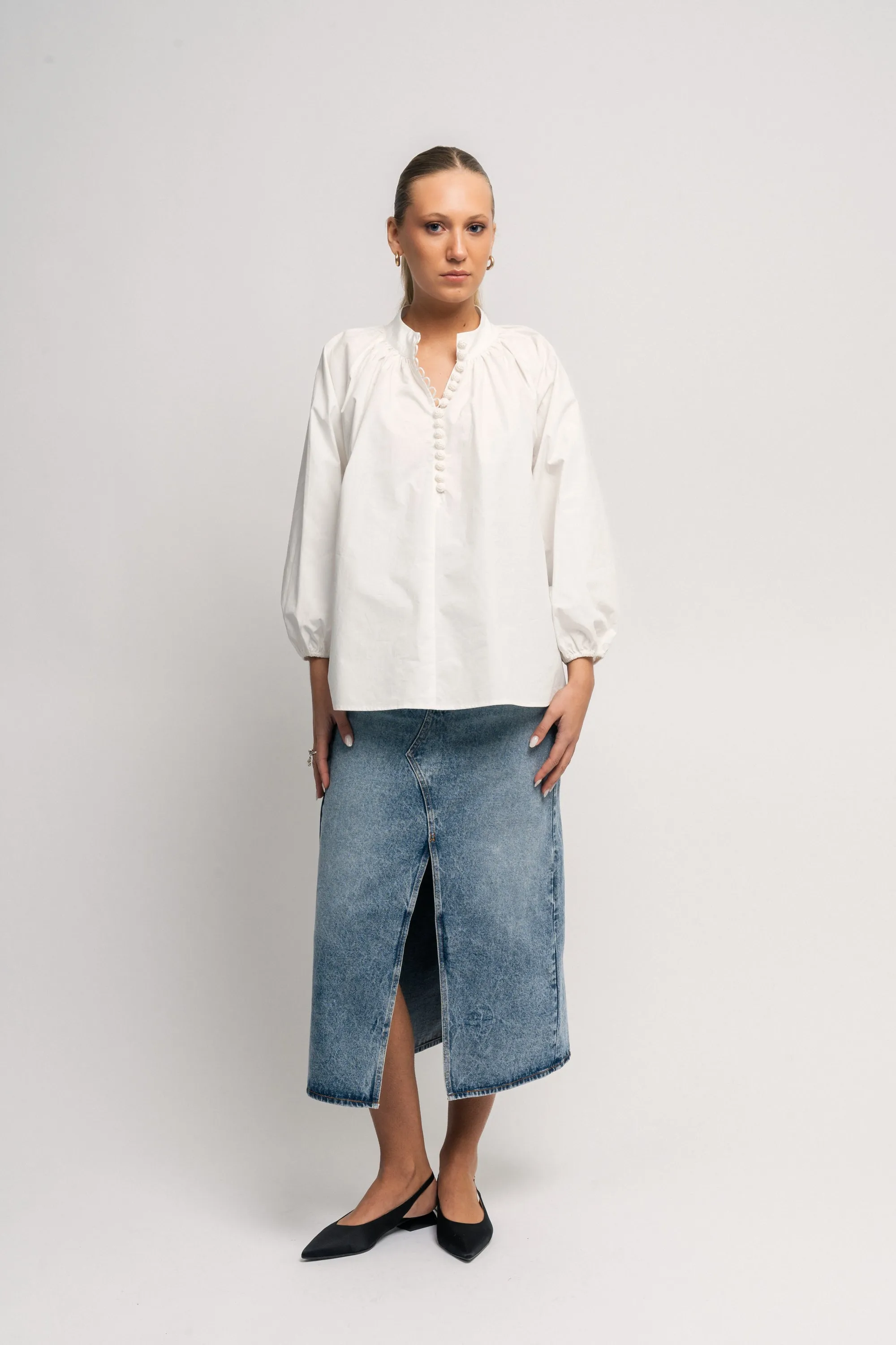 Poplin Bohemian Blouse - White