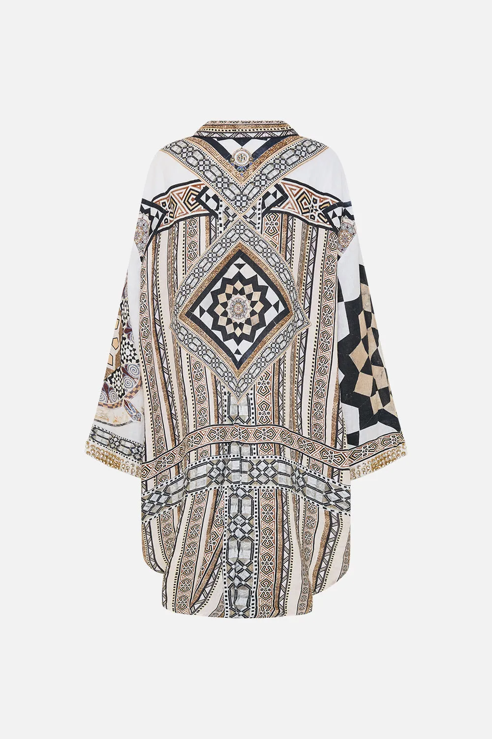 RELAXED HIGH LOW SHIRT DRESS TILE STYLE