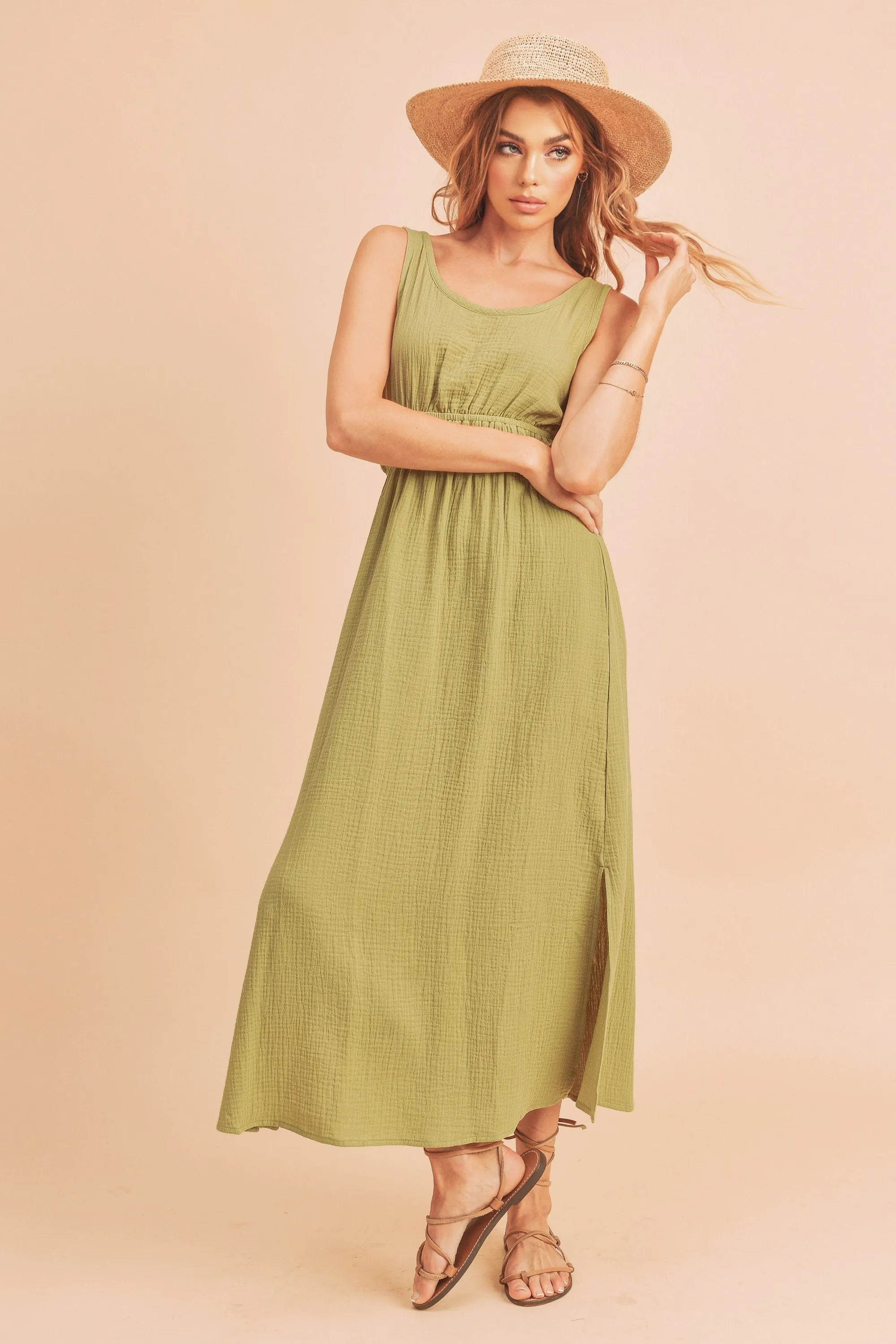 Sleeveless Empire Waist Midi Dress