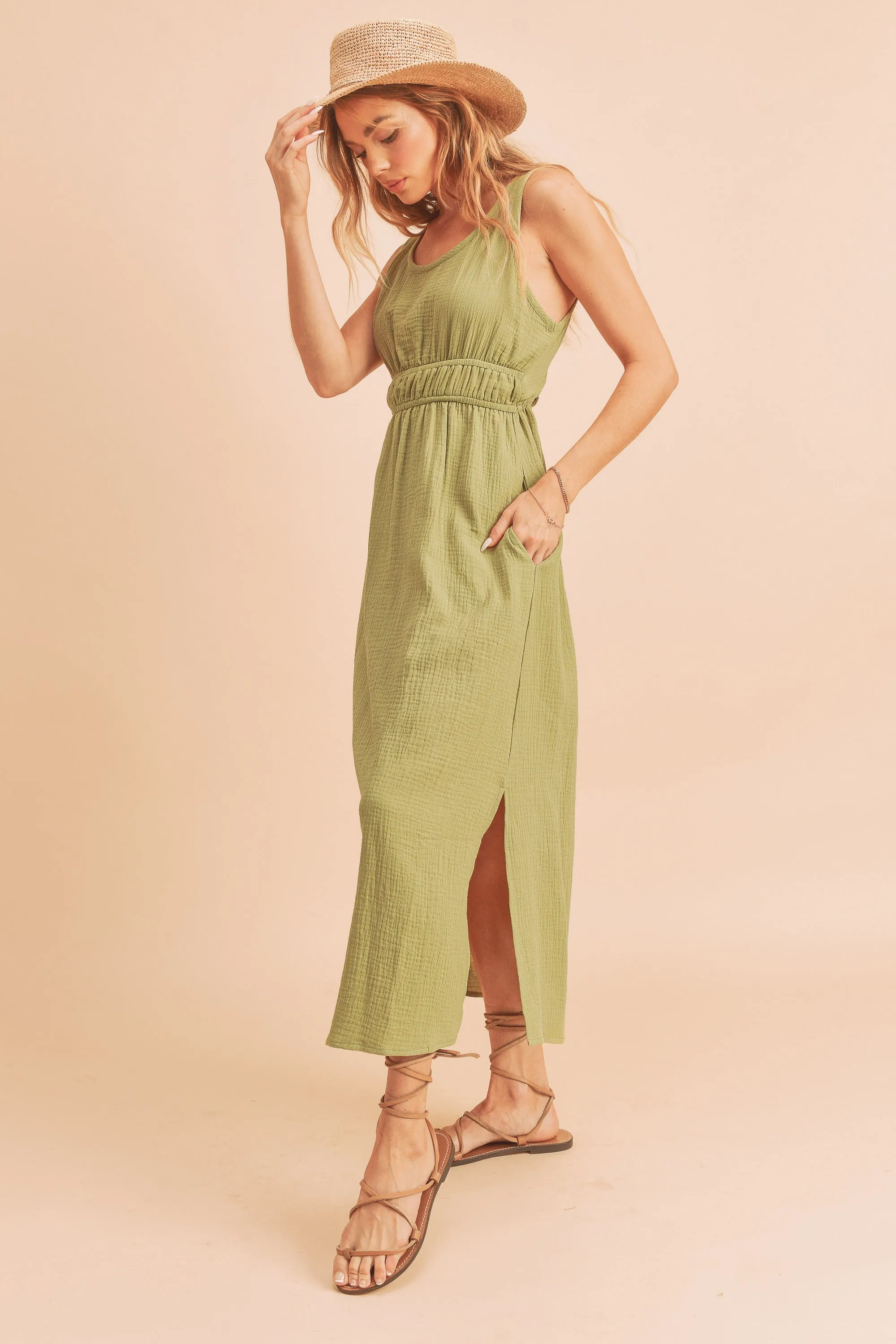 Sleeveless Empire Waist Midi Dress